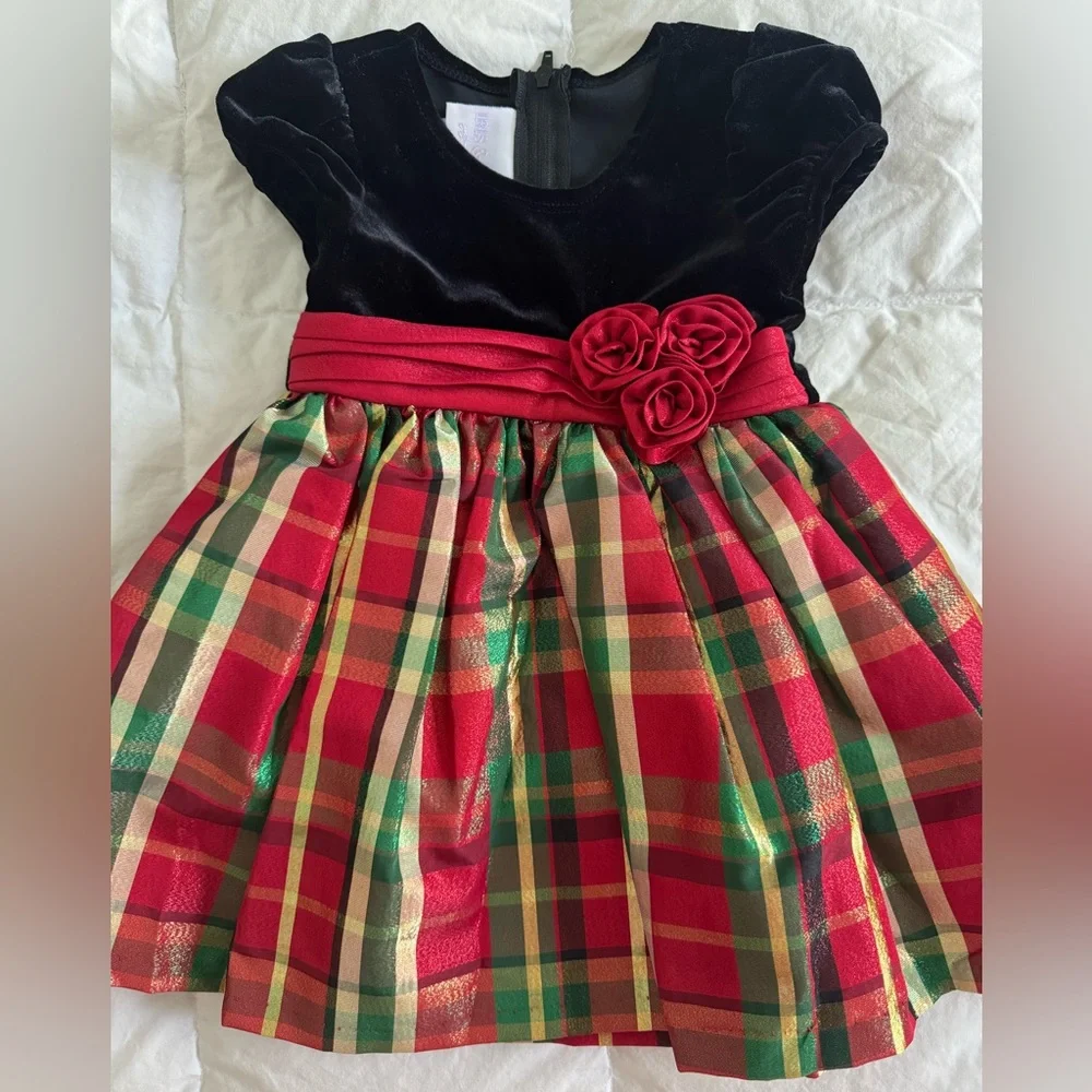 Iris & Ivy Nordstrom Velvet and‎ Plaid Short-sleeve Dress